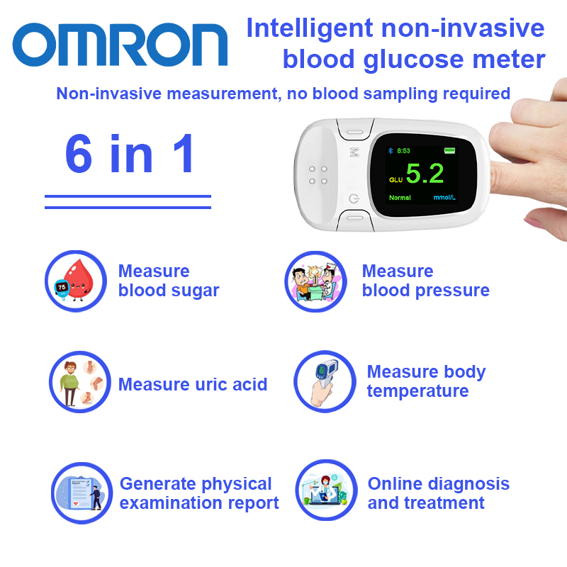 【6-in-1】Misuratore di glicemia intelligente e non invasivo ( Misurazione non invasiva della glicemia + misurazione della pressione sanguigna + misurazione dell'acido urico + misurazione della temperatura corporea + generazione di report di esame fisico + diagnosi e trattamento online )