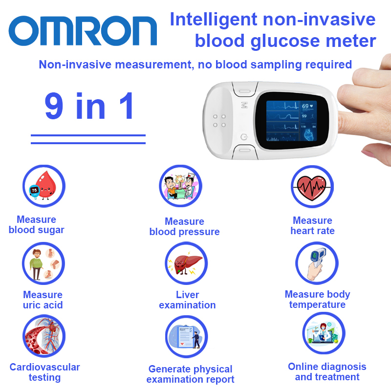 【9-in-1】Misuratore di glicemia intelligente e non invasivo ( Misurazione non invasiva della glicemia + misurazione della pressione sanguigna + misurazione dell'acido urico + misurazione della temperatura corporea + generazione di report di esame fisico + diagnosi e trattamento online + test di funzionalità epatica + test cardiovascolari + misurazione della frequenza cardiaca )