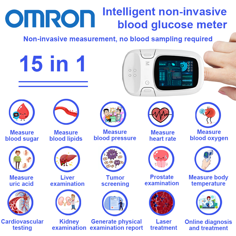 【15-in-1】Misuratore di glicemia intelligente e non invasivo ( Misurazione non invasiva della glicemia + misurazione della pressione sanguigna + misurazione dell'acido urico + misurazione della temperatura corporea + generazione del rapporto dell'esame fisico + diagnosi e trattamento online + test di funzionalità epatica + test cardiovascolare + misurazione della frequenza cardiaca + trattamento laser + prostata esame + misurazione dell'ossigeno nel sangue + misurazione dei lipidi nel sangue + screening del cancro + esame dei reni )